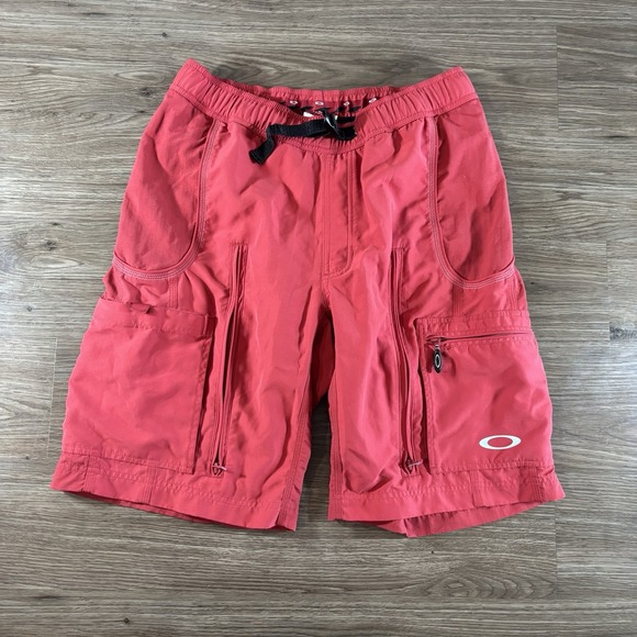 Oakley Software MTB Tactical Cargo Shorts Men's Large Red Outdoors Y2K Skull